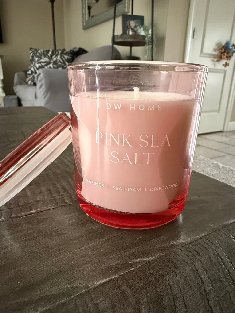 DW Home Pink Sea Salt Scented Candle - Pink Glass